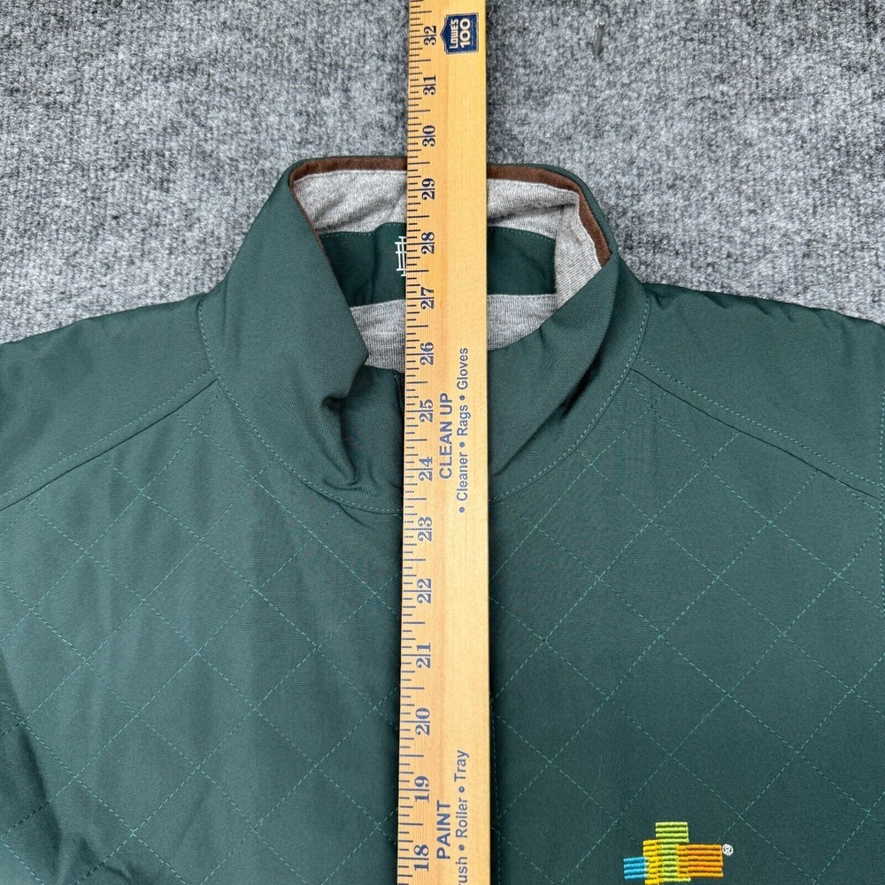 B Draddy Vest Mens M Green Gray Reversible Full Zip Golf Quilted Embroidered - Picture 7 of 10